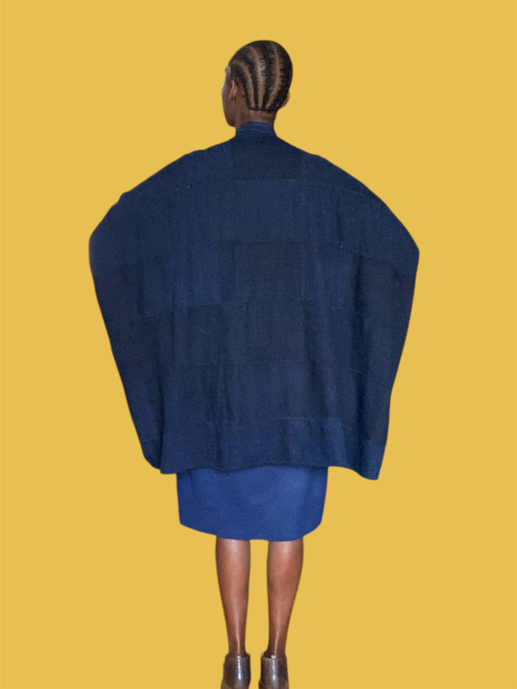 Cocoon Cardigan Mossi Indigo Vintage Blend w/Wool Ribbon Stitching (Night Sky), One Size, Fluid Fit