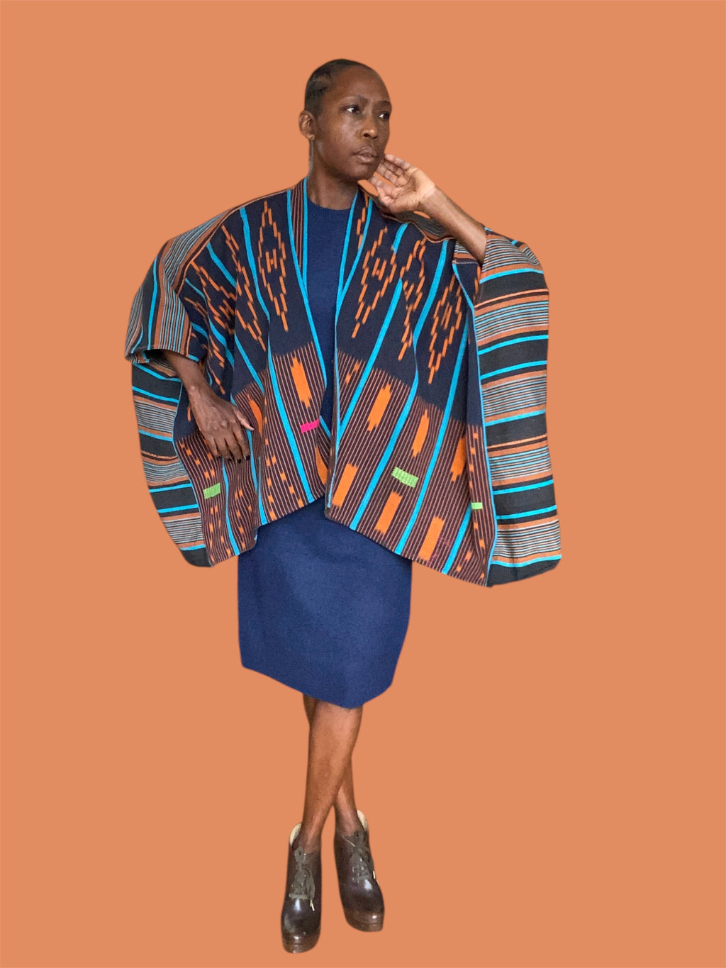 Cocoon Cardigan Baoule & Dan Fani Weave (Orange Sky), One Size, Fluid Fit