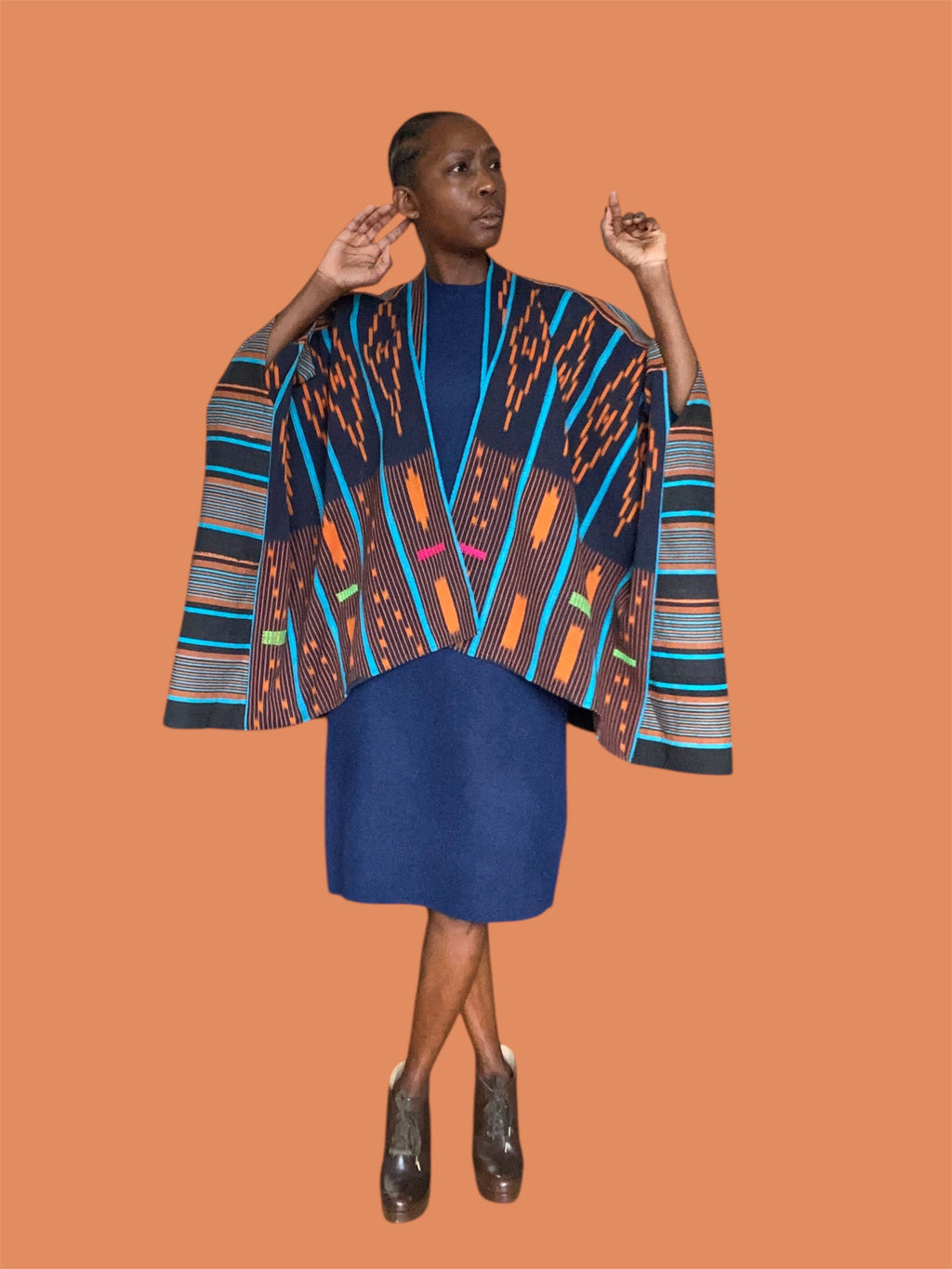 Cocoon Cardigan Baoule & Dan Fani Weave (Orange Sky), One Size, Fluid Fit