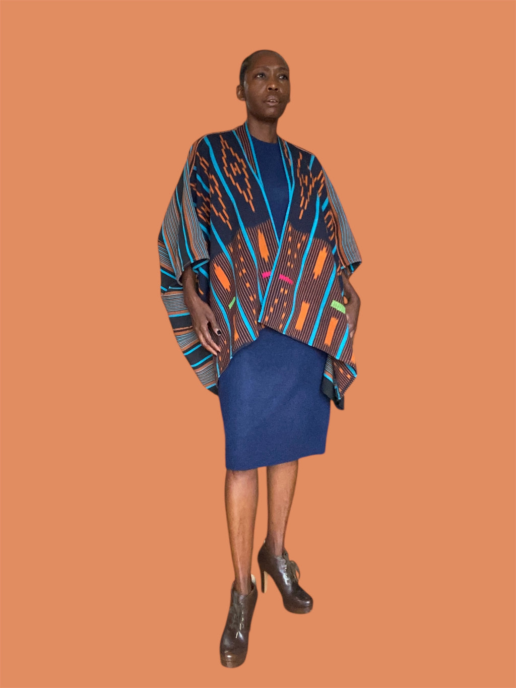 Cocoon Cardigan Baoule & Dan Fani Weave (Orange Sky), One Size, Fluid Fit