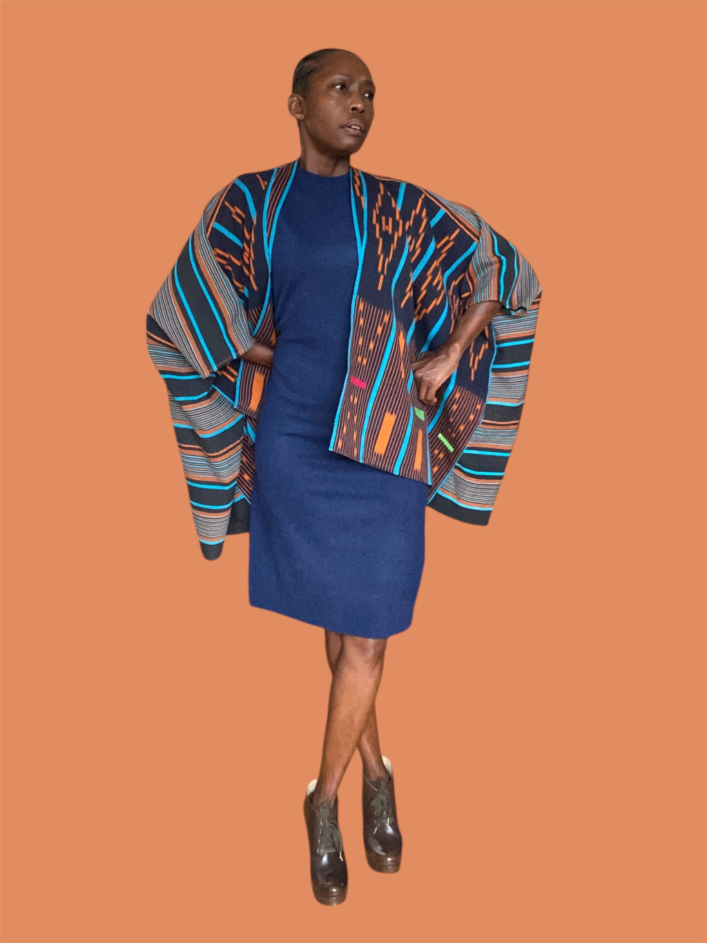Cocoon Cardigan Baoule & Dan Fani Weave (Orange Sky), One Size, Fluid Fit