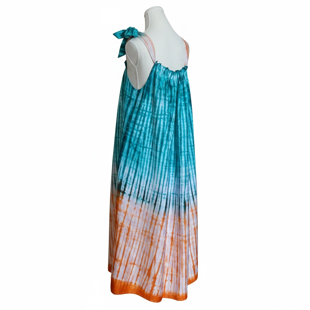 Idowu Tie-Neck Maxi Dress – Artisanal Resist-Dyed Cotton | Ayo & Aye