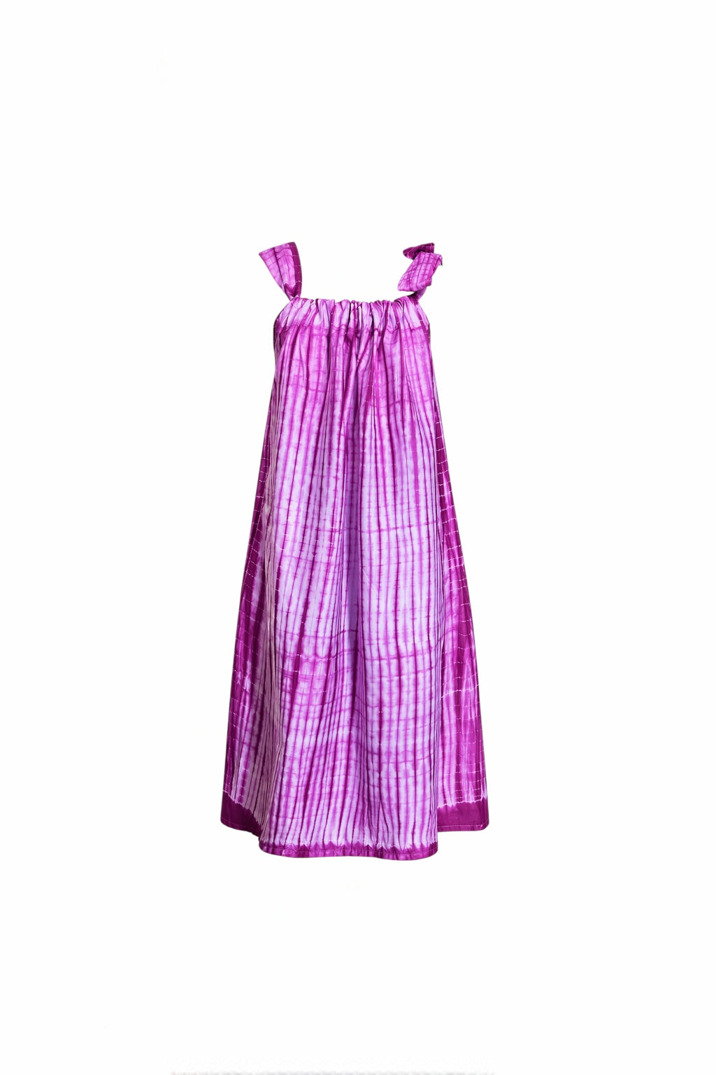 Pink Idowu Tie-Neck Maxi Dress – Artisanal Resist-Dyed Cotton | Ayo & Aye