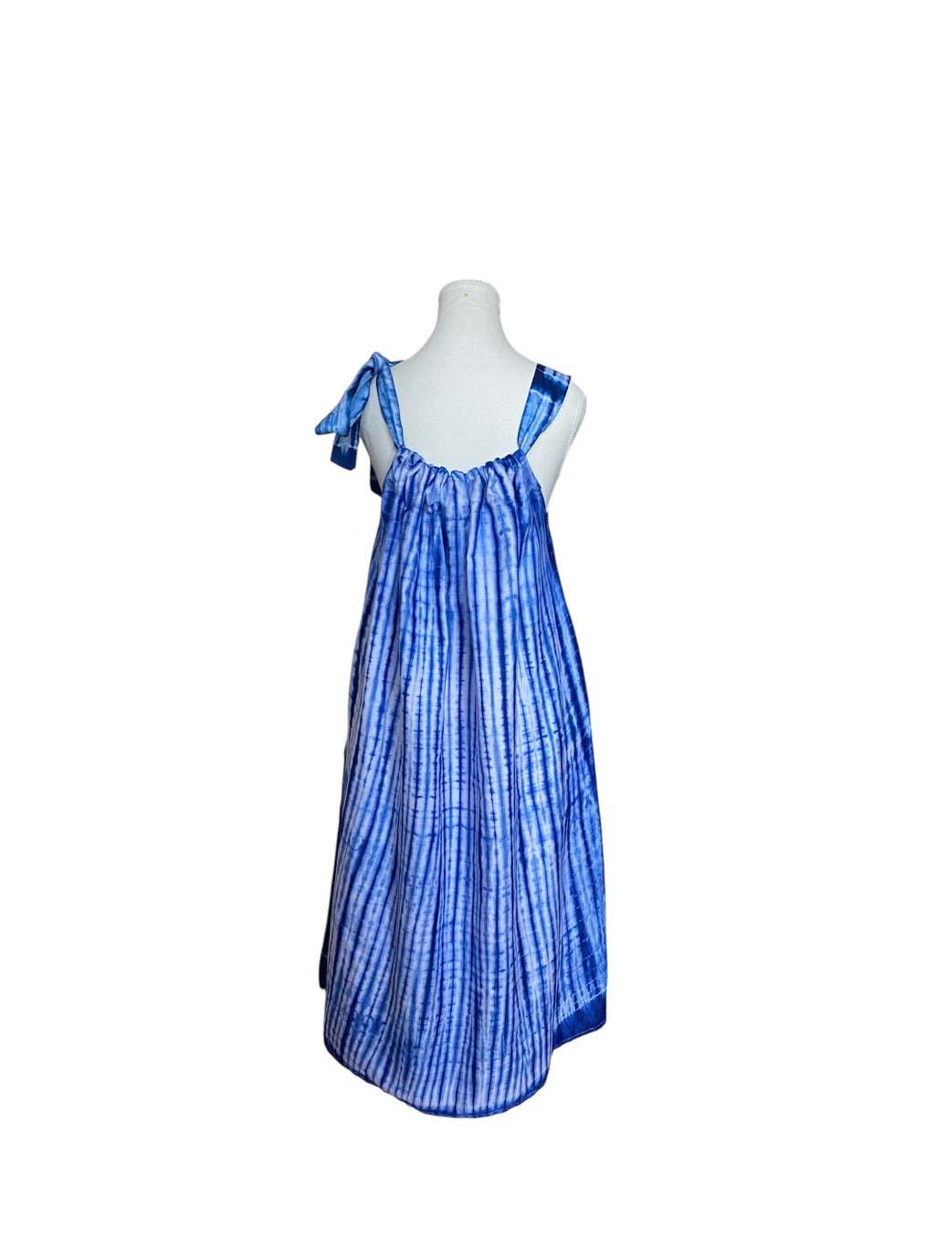 Blue Idowu Tie-Neck Maxi Dress – Artisanal Resist-Dyed Cotton | Ayo & Aye