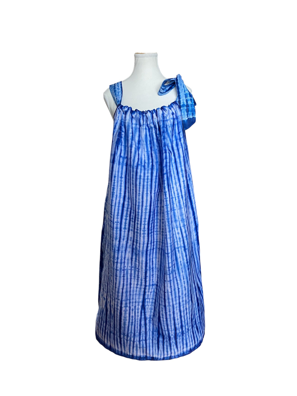 Blue Idowu Tie-Neck Maxi Dress – Artisanal Resist-Dyed Cotton | Ayo & Aye