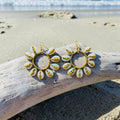 Beaded Cowrie Shell & Brass Hoop Earrings – African Heritage Jewelry | Ayo & Aye