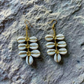 Cowrie Shell & Brass Wire Statement Earrings – African Dangle Jewelry | Ayo & Aye