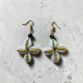 Cowrie Shell Flower Earrings with Black Beads – African Artisan Jewelry | Ayo & Aye