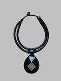 Black Tuareg Leather Statement Necklace – Handcrafted African Jewelry | Ayo & Aye