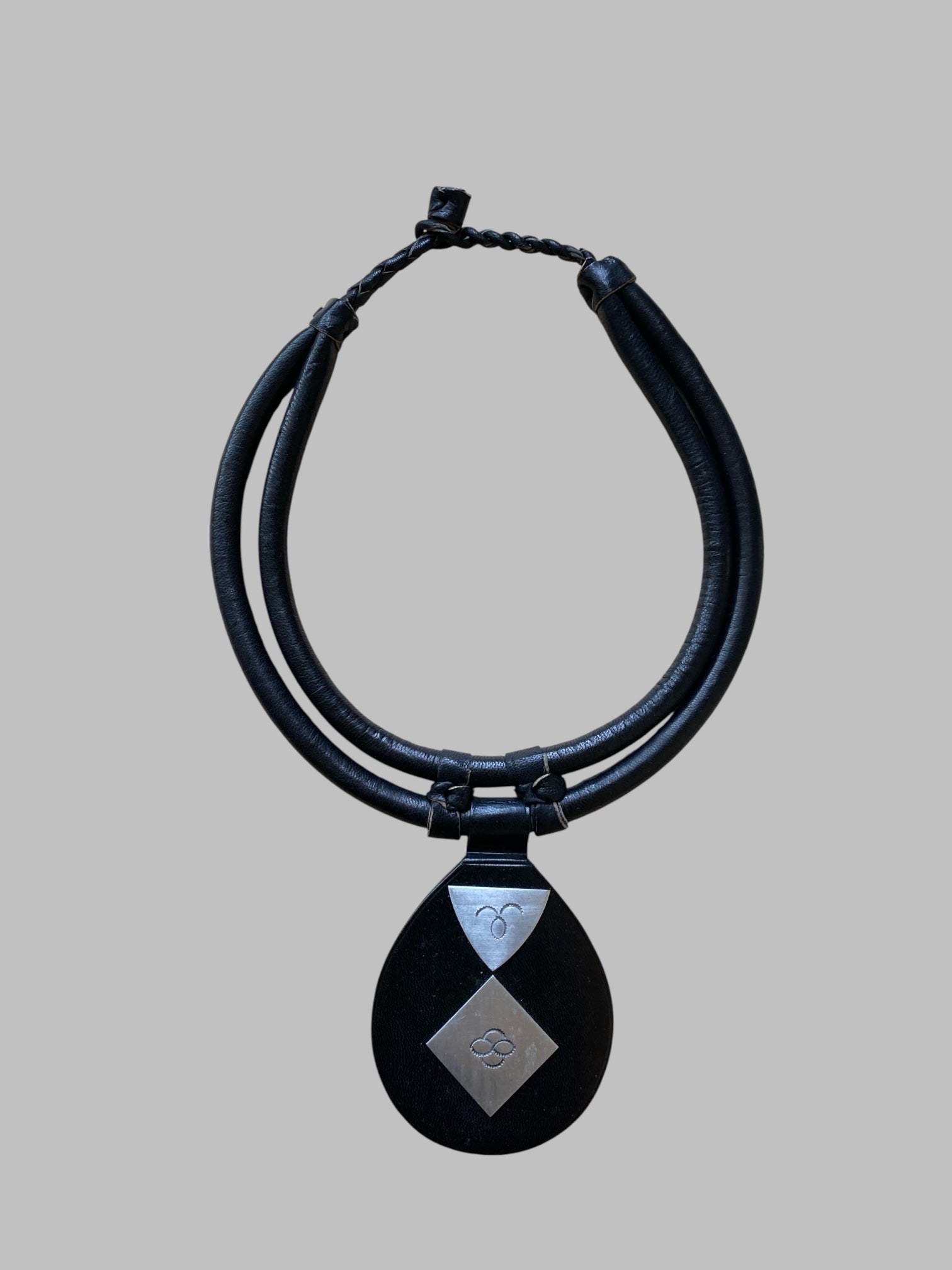 Black Tuareg Leather Statement Necklace – Handcrafted African Jewelry | Ayo & Aye