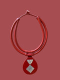 Brick Red Orbit Tuareg Leather Statement Necklace – African Artisan Jewelry | Ayo & Aye