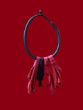 Black and Red Rosette Leather Statement Necklace – Handcrafted African Jewelry | Ayo & Aye
