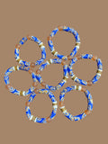 Sapphire Current Krobo Bead Bracelet  - Set of Seven