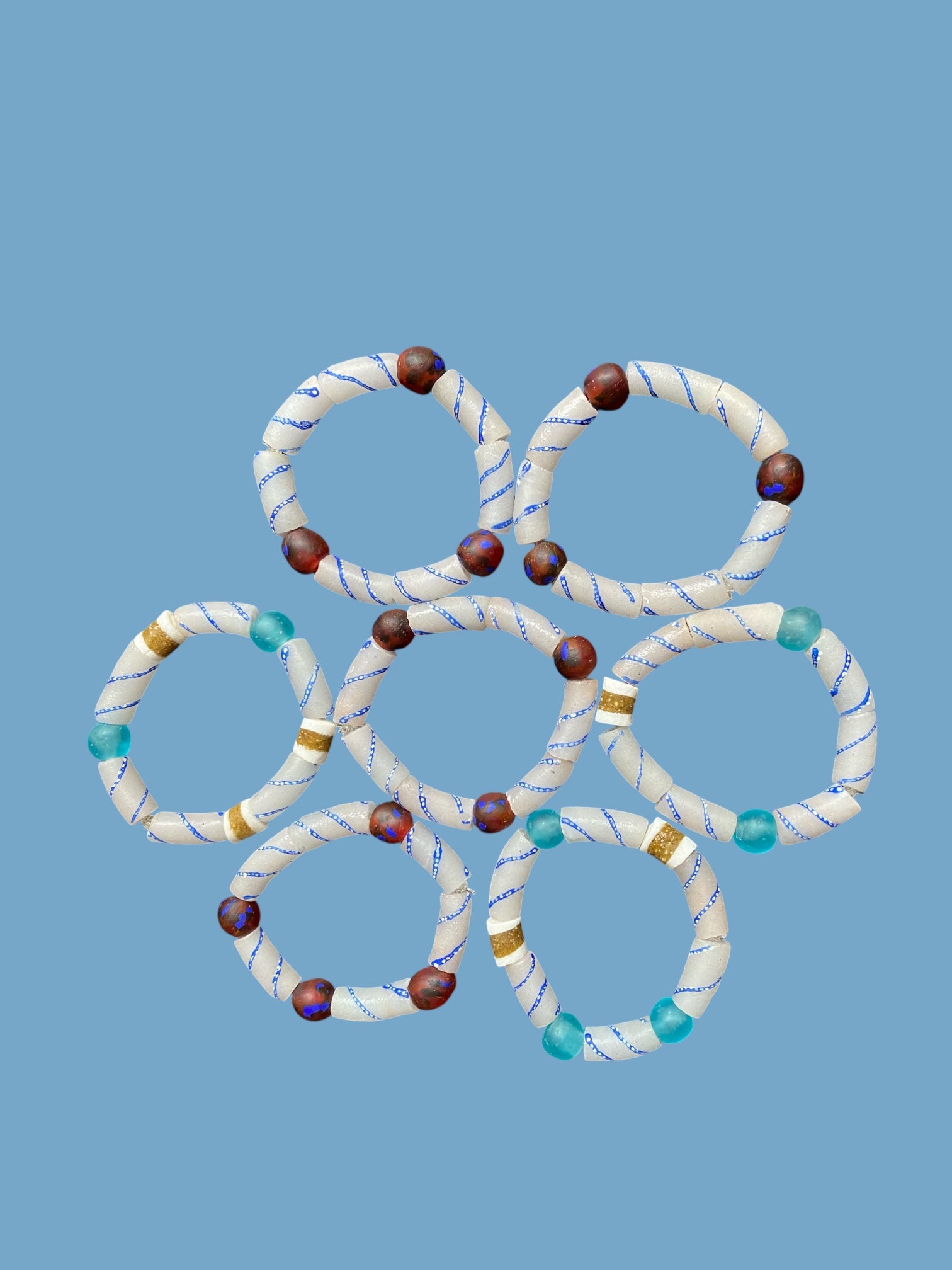 Salt Shore Krobo Bead Bracelet  - Set of Seven