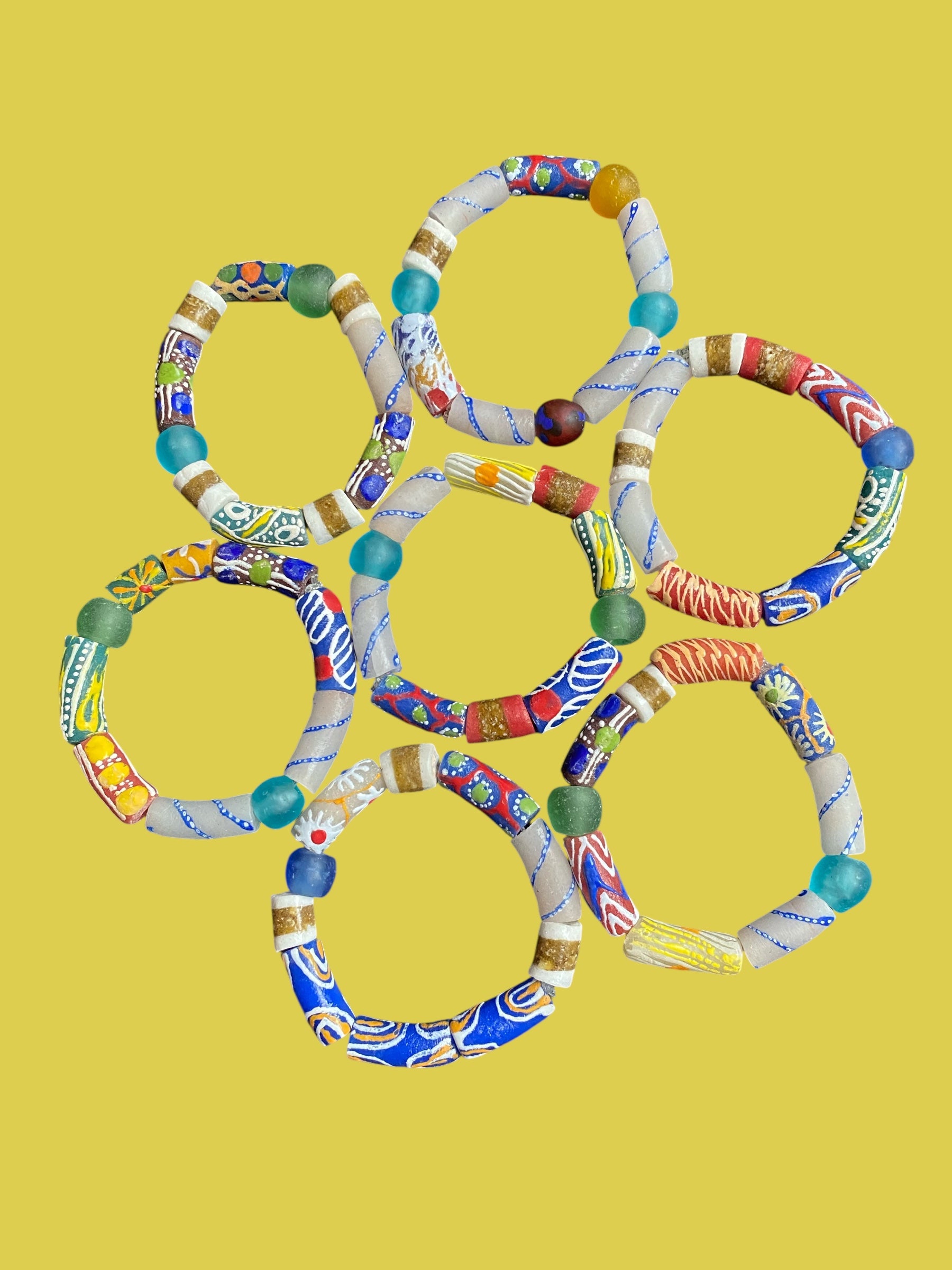 Savanna Market Krobo Bead Bracelet  - Set of Seven