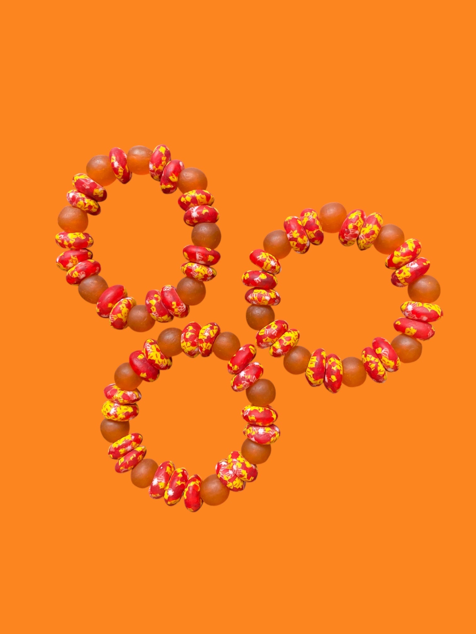 Harmattan Flame Krobo Bead Bracelet  - Set of Three