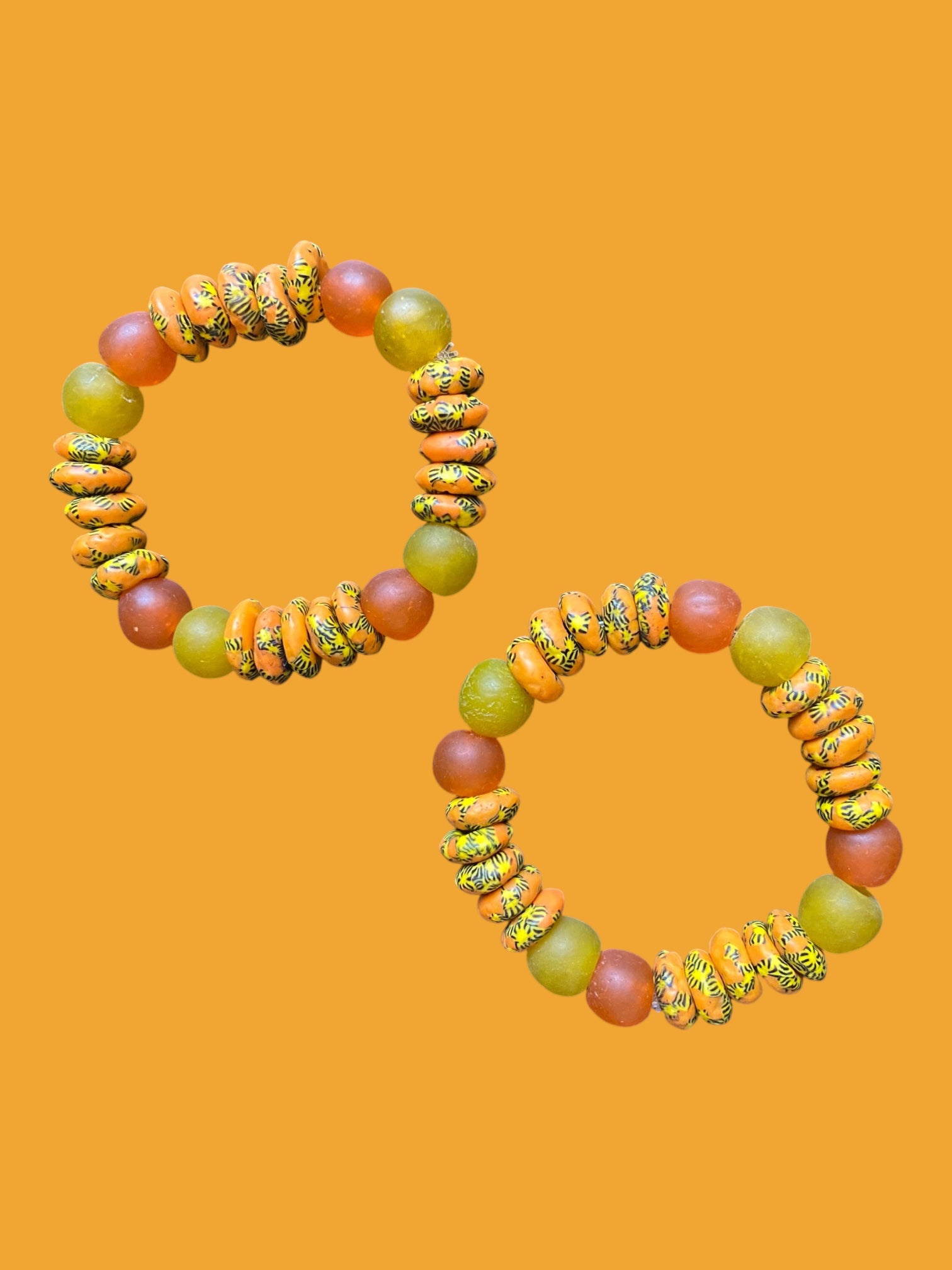 Savanna Sunset Krobo Bead Bracelet  - Set of Two