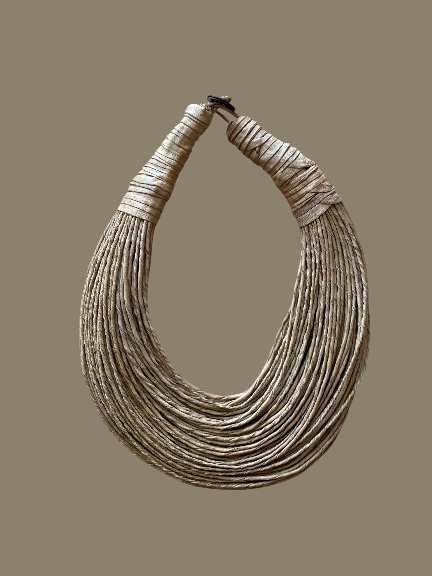 Natural Leather Multi-Strand Statement Necklace