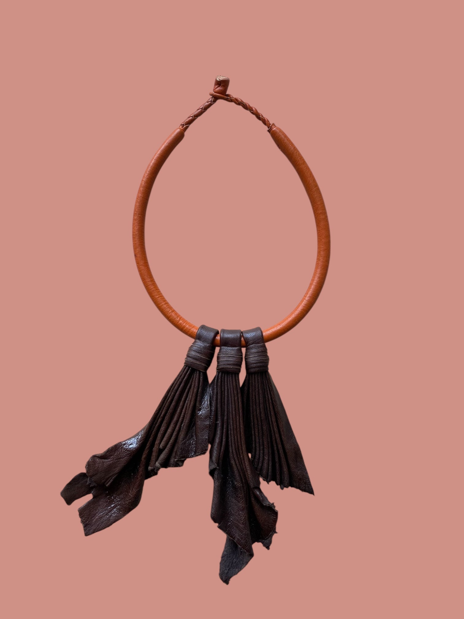 Brown and Orange Rosette Leather Statement Necklace – Handcrafted African Jewelry | Ayo & Aye (Copy)