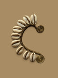 Cowrie Shell & Brass Sculptural Ear Cuff (Right Ear)