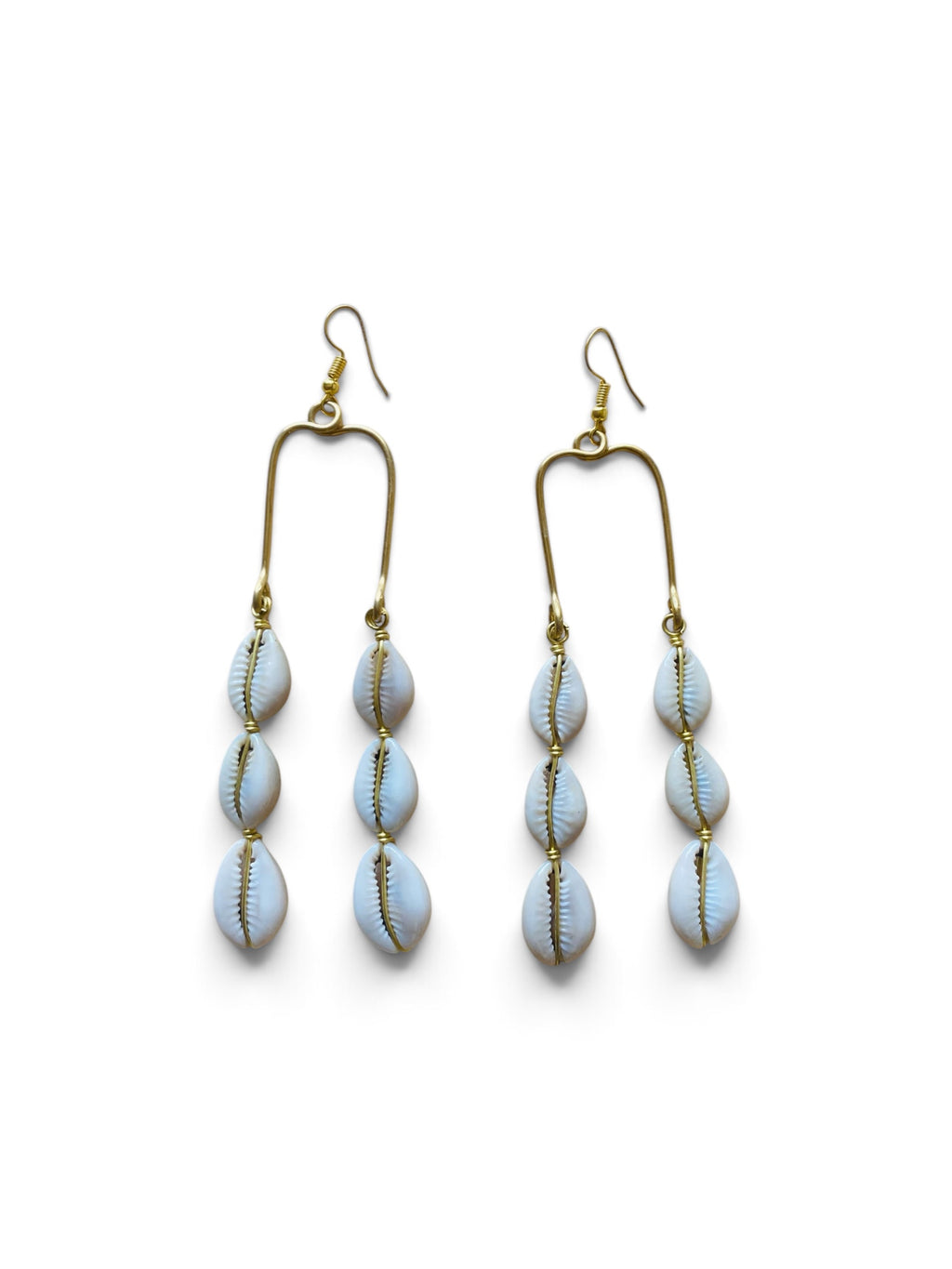 Cowrie Shell Ladder Drop Earrings with Brass | Ayo & Aye
