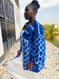 Authentic Resist-Dyed Indigo Duster – Bamana Handwoven Open Front Jacket, No. 02 (M/L) | Ayo & Aye