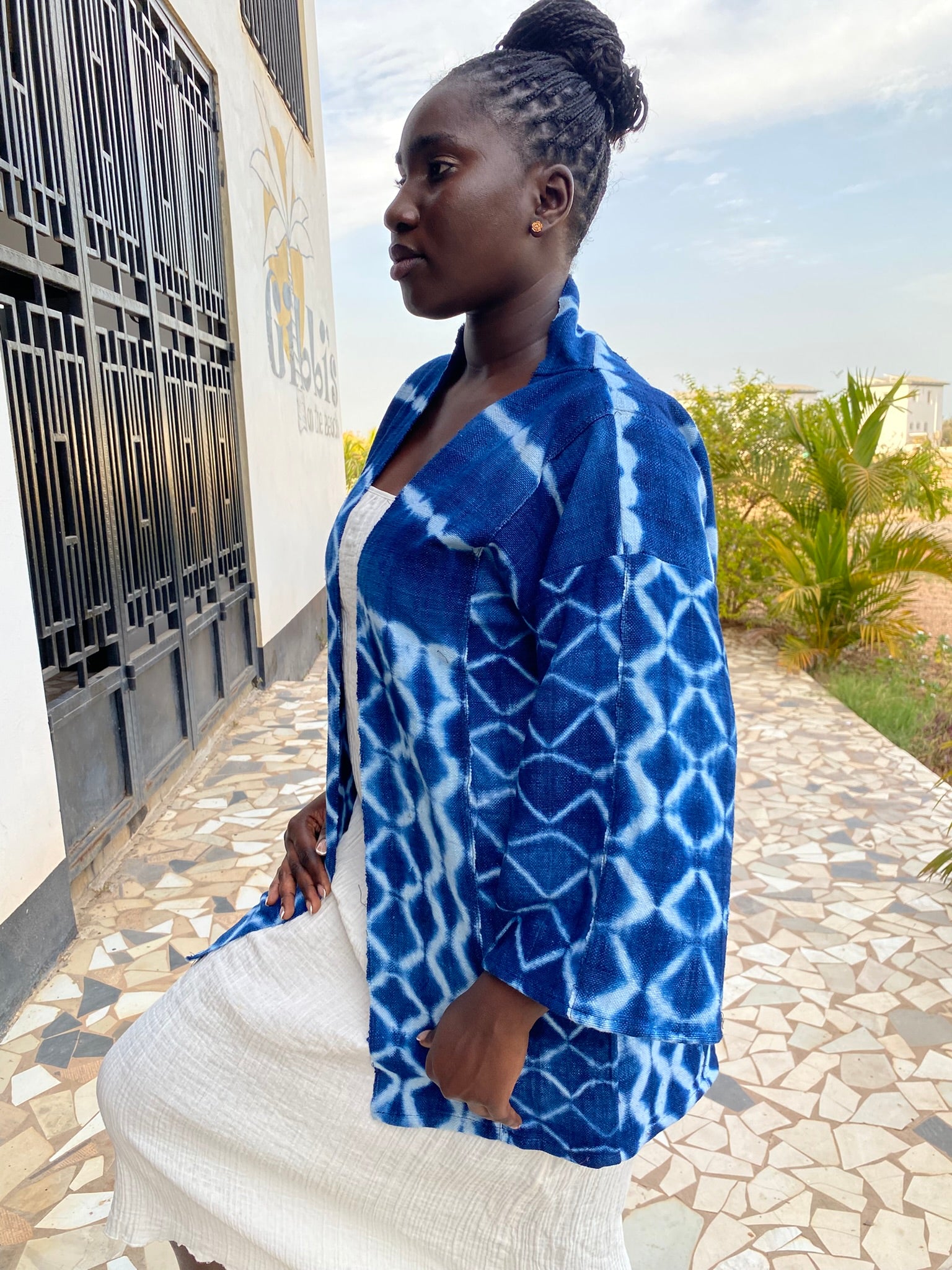 Authentic Resist-Dyed Indigo Jacket, Bamana Indigo Cloth, Handwoven Indigo Duster, No. 02 (M/L)