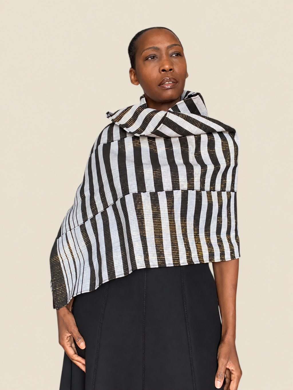 Manjak Handwoven Shawl | Bleenj Cloth| Black and Yellow Check | Ayo & Aye