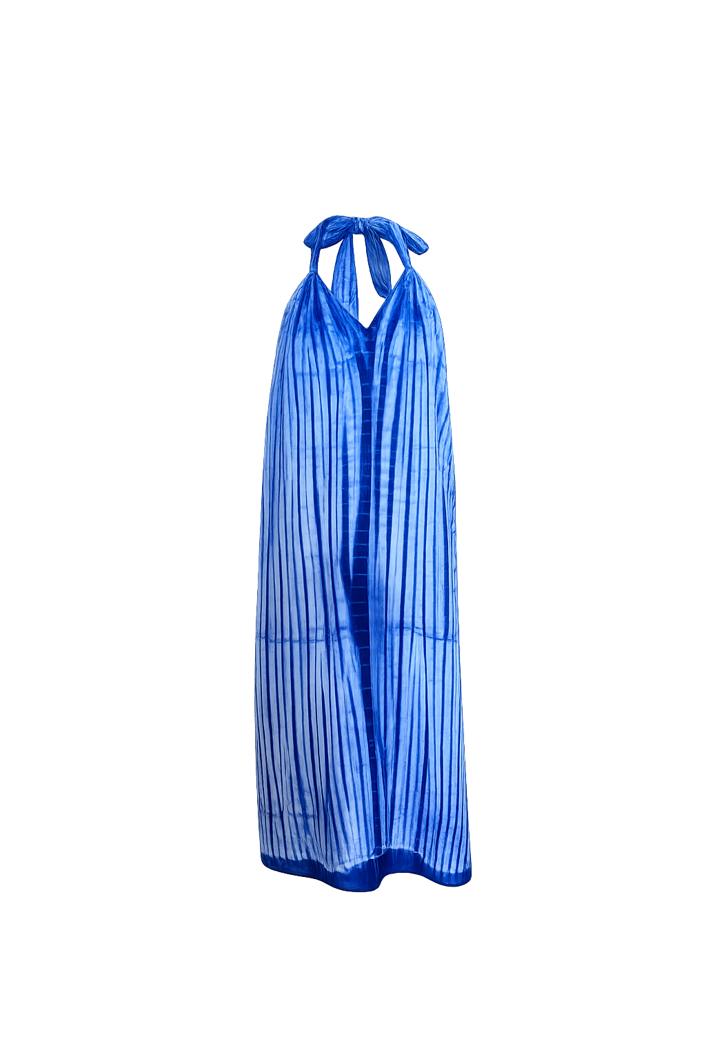 Blue Idowu Tie-Neck Maxi Dress – Artisanal Resist-Dyed Cotton | Ayo & Aye
