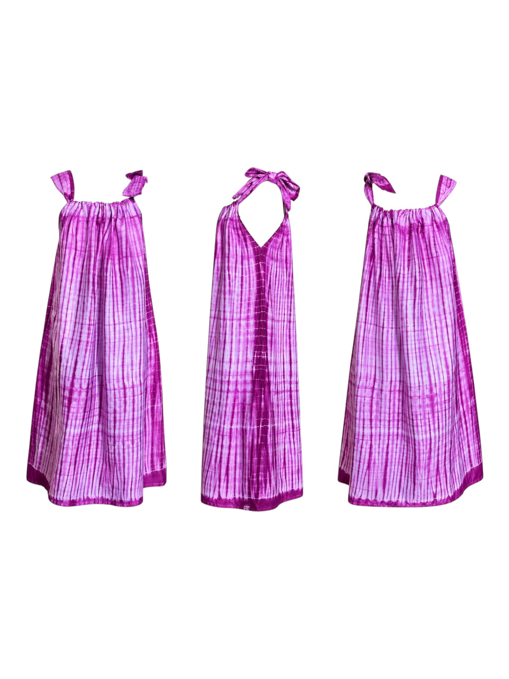 Pink Idowu Tie-Neck Maxi Dress – Artisanal Resist-Dyed Cotton | Ayo & Aye