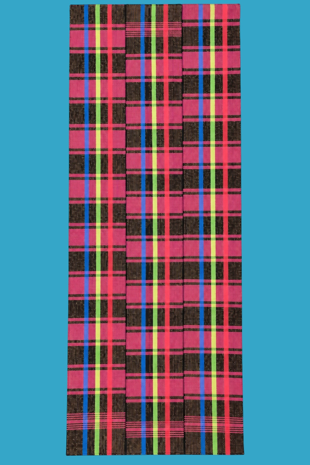 Manjak Handwoven Shawl | Bleenj Cloth| Pink, Blue and Black | Ayo & Aye