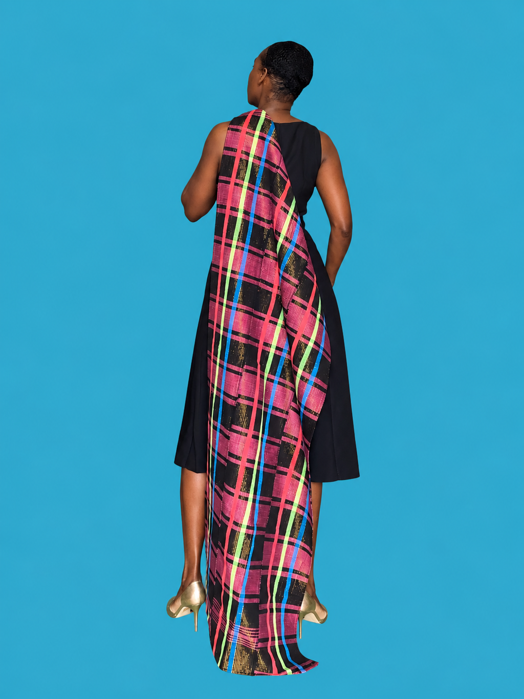 Manjak Handwoven Shawl | Bleenj Cloth| Pink, Blue and Black | Ayo & Aye
