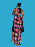 Manjak Handwoven Shawl | Bleenj Cloth| Pink, Blue and Black | Ayo & Aye