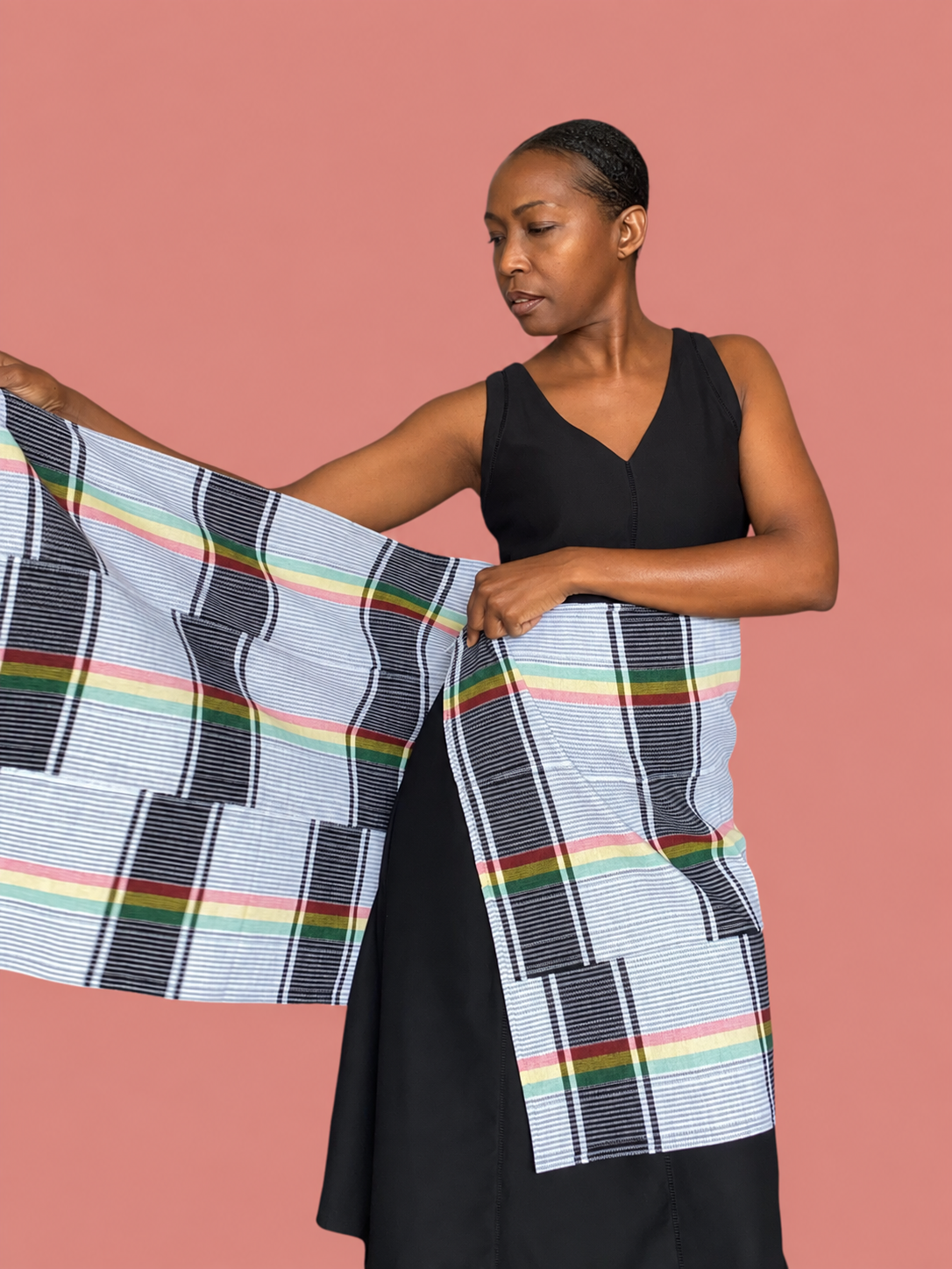 Manjak Handwoven Shawl | Bleenj Cloth| Black and White Multicolor | Ayo & Aye